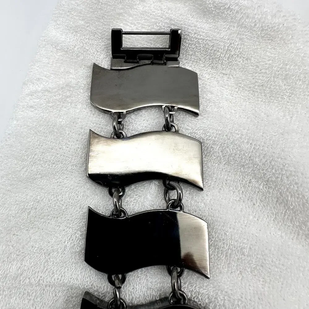 Daniel Mohsin Silver-Tone Wavy Link Bracelet Watch Roman Dial Quartz
